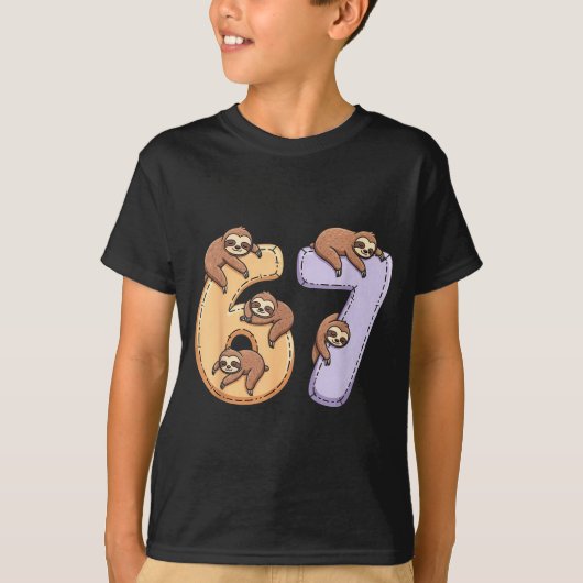 67 Animals Funny 67 Brainrot Youth Kids Sloth 67  T-shirt (Voorkant)