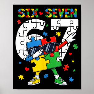 67 autisme bewustzijn puzzel dabbing zes zeven aut poster