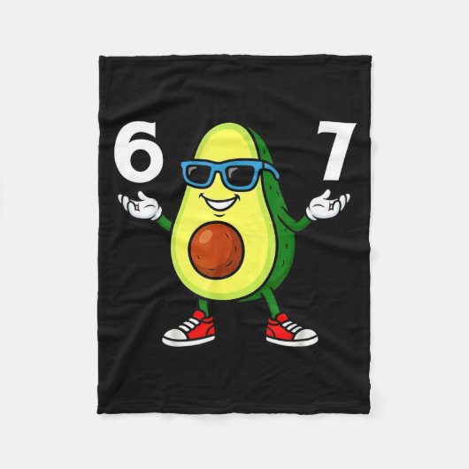 67 Avocado 6 7 Funny Cool Six Seven Meme Cartoon B Fleece Deken (Voorkant)