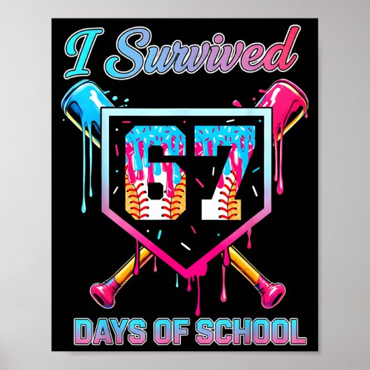 67 Baseball Ice Cream Drip Six Seven Meme Teachers Poster (Voorkant)