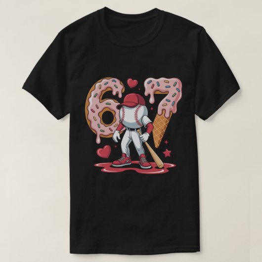 67 Baseball Meme Shirt - Ice Cream Drip 6-7 Youth  (Design voorkant)