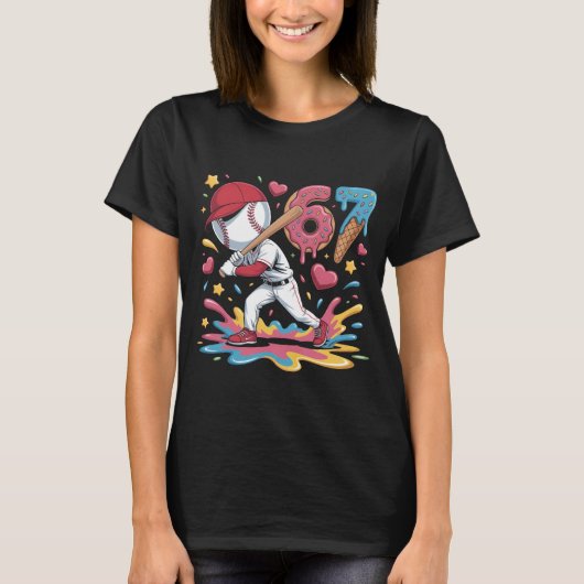 67 Baseball Meme Sweet Drip Art Donut and Ice Crea T-shirt (Voorkant)