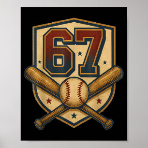 67 Baseball Meme Vintage Srts Crest Grappig Retro Poster