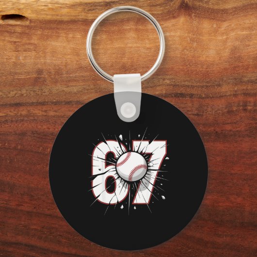 67 Baseball Six Seven 6 7 Meme 67  Sleutelhanger (Voorkant)