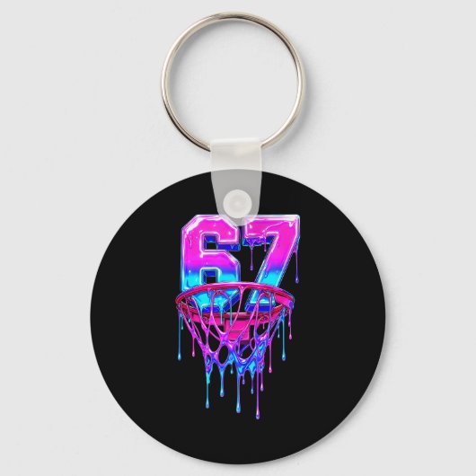 67 Basketbal Drip Six Seven Grappig Sleutelhanger (Voorkant)