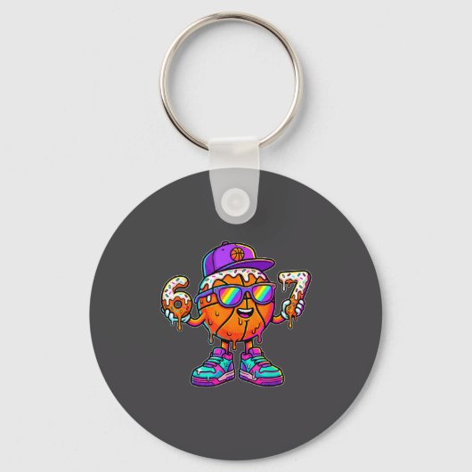 67 Basketbal Drip Zes Zeven Grappig Meme Gen Alpha Sleutelhanger (Voorkant)