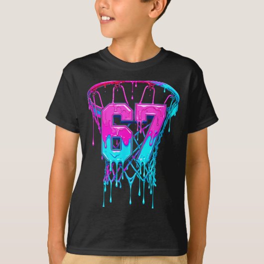 67 Basketbal Drip Zes Zeven Grappig T-shirt (Voorkant)