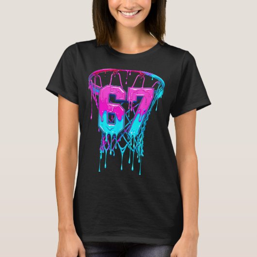 67 Basketbal Drip Zes Zeven Grappig  T-shirt (Voorkant)