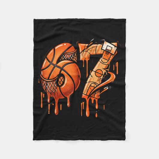 67 Basketbal Ijs Drip Zes Zeven Fleece Deken (Voorkant)