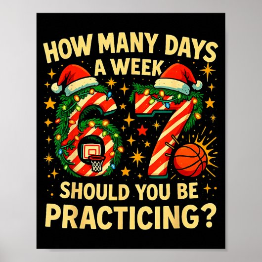 67 Basketbal Kerst Grappig Training Meme Cadeau _ Poster (Voorkant)