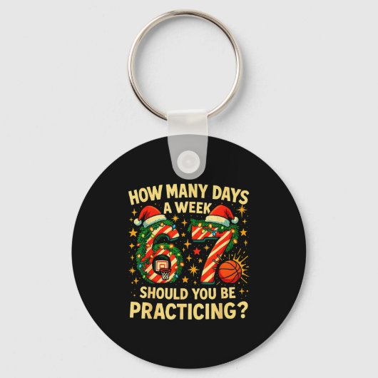 67 Basketbal Kerst Grappig Training Meme Cadeau _ Sleutelhanger (Voorkant)