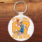 67 Basketbal Six Seven Meme Sleutelhanger (Achterkant)