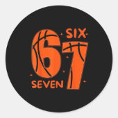 67 Basketbal Zes Zeven 6 7 Meme 6 Ronde Sticker (Voorkant)