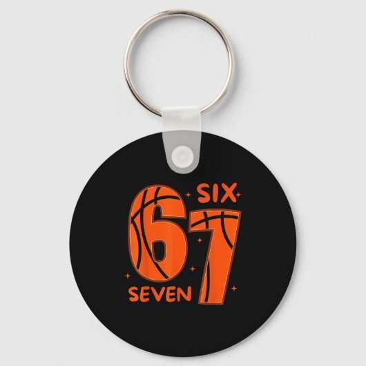 67 Basketbal Zes Zeven 6 7 Meme 6  Sleutelhanger (Voorkant)