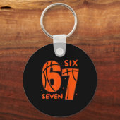 67 Basketbal Zes Zeven 6 7 Meme 6  Sleutelhanger (Voorkant)