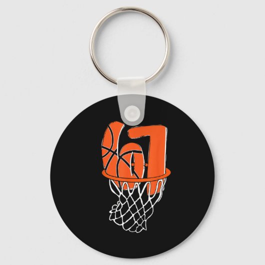 67 Basketbal Zes Zeven 6 7 Meme Grappig 67 Basketb Sleutelhanger (Voorkant)