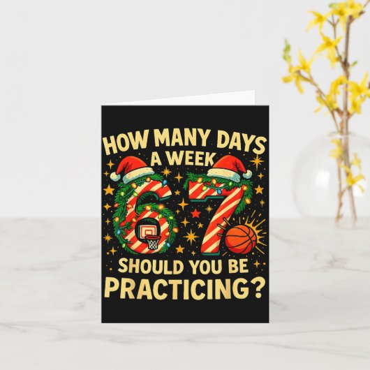 67 Basketball Christmas Funny Practice Meme Gift  Kaart (Gele Bloem)
