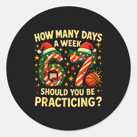 67 Basketball Christmas Funny Practice Meme Gift  Ronde Sticker (Voorkant)