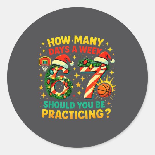 67 Basketball Christmas Funny Practice Meme Gift  Ronde Sticker (Voorkant)