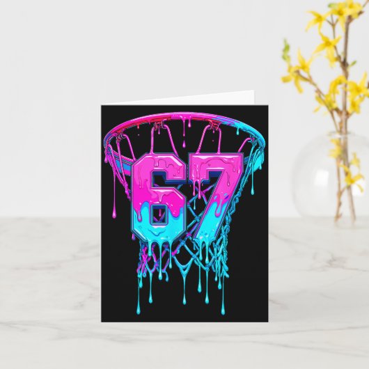 67 Basketball Drip Six Seven Funny  Kaart (Gele Bloem)