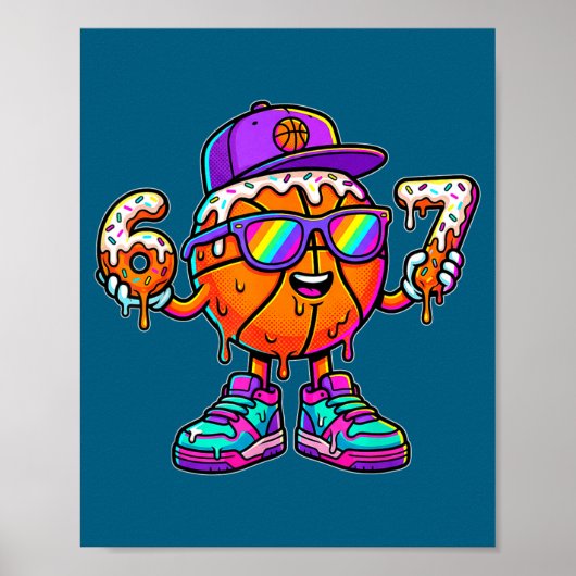 67 Basketball Drip Six Seven Funny Meme Gen Alpha  Poster (Voorkant)