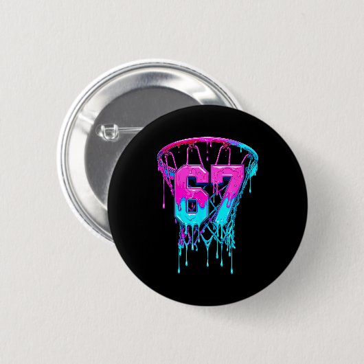 67 Basketball Drip Six Seven Funny  Ronde Button 5,7 Cm (Voorkant /achterkant)
