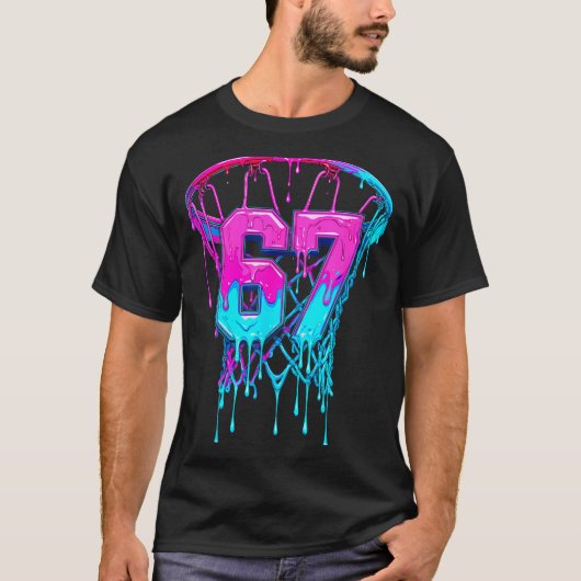 67 Basketball Drip Six Seven Funny  T-shirt (Voorkant)