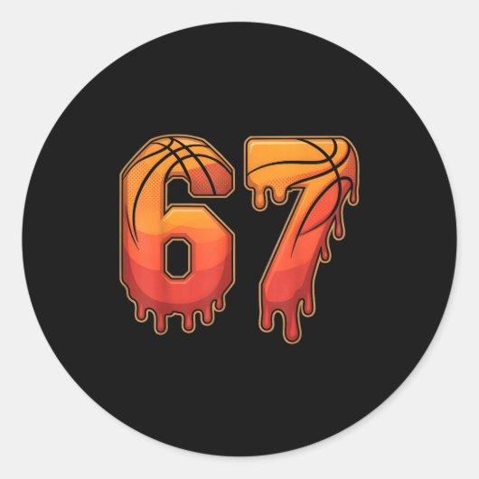 67 Basketball Gen Alpha Slang Kids Drip Six Seven Ronde Sticker (Voorkant)