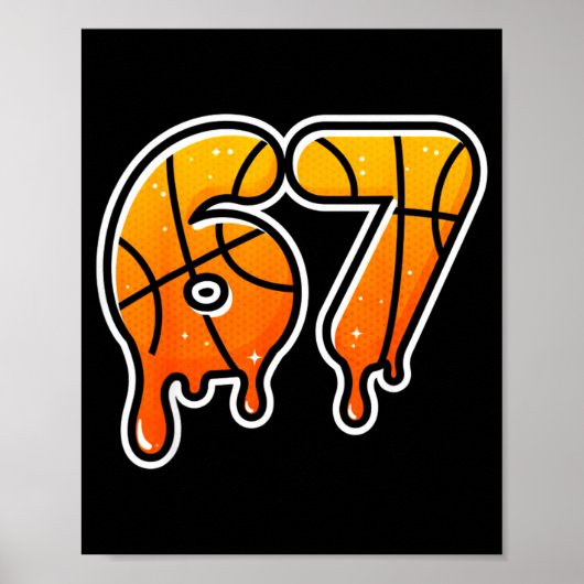 67 Basketball Halftone Meme Gen Alpha Slang Drip S Poster (Voorkant)