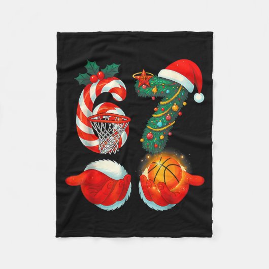 67 Basketball Santa Six Seven Meme Christmas Srt M Fleece Deken (Voorkant)