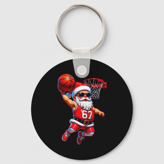67 Basketball Santa Six Seven Meme Christmas Srt M Sleutelhanger (Voorkant)