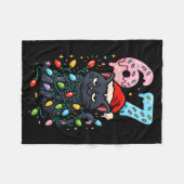 67 Black Cat Christmas Ice Cream Drip Santa Hat Si Fleece Deken (Voorkant (Horizontaal))