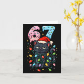 67 Black Cat Christmas Ice Cream Drip Santa Hat Si Kaart (Gele Bloem)