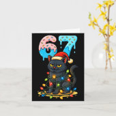 67 Black Cat Santa Hat Christmas Lights Drip For G Kaart (Gele Bloem)