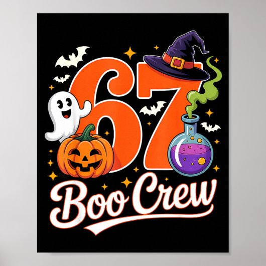 67 boo bemanning grappig halloween spook heks pomp poster (Voorkant)