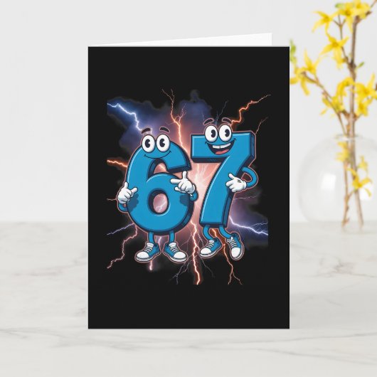 67 Brainrot Italiaanse Meme Grappige 67 Kinderkost Kaart (Gele Bloem)