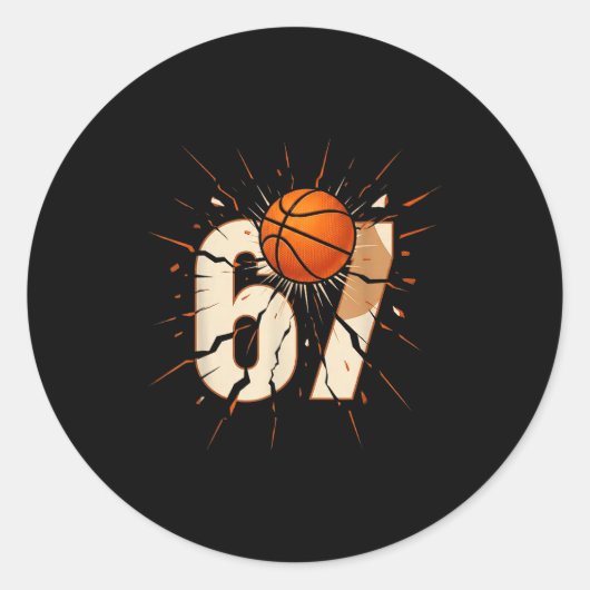 67 Brainrot Jeugd Basketbal Drip - Grappige Kinder Ronde Sticker (Voorkant)