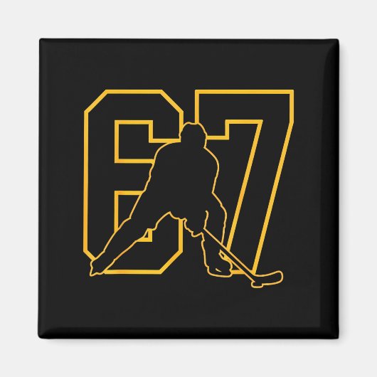 67 Brainrot Jeugd IJshockey Drip - Grappige Kinder Magneet (Voorkant)