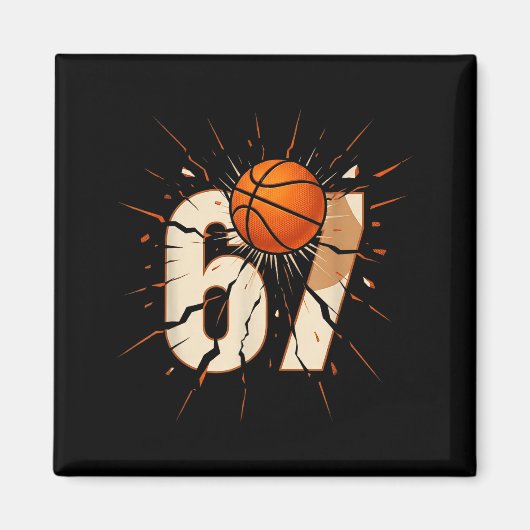 67 Brainrot Youth Basketball Drip - Funny Kids 67  Magneet (Voorkant)