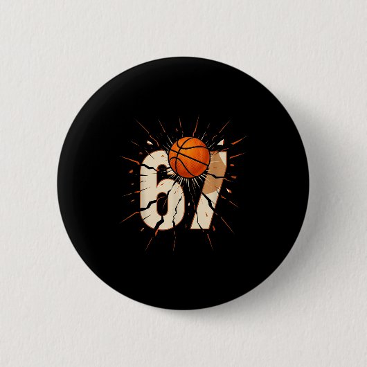 67 Brainrot Youth Basketball Drip - Funny Kids 67 Ronde Button 5,7 Cm (Voorkant)