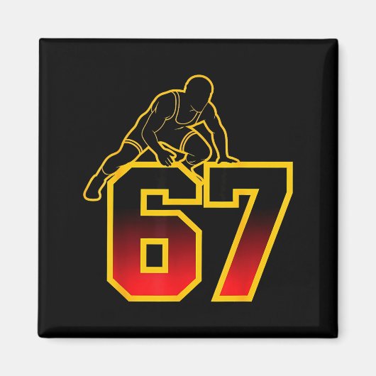 67 Brainrot Youth Wrestling Drip - Funny Kids 67 Magneet (Voorkant)