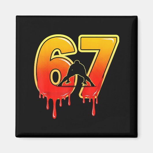 67 Brainrot Youth Wrestling Drip - Funny Kids 67  Magneet (Voorkant)