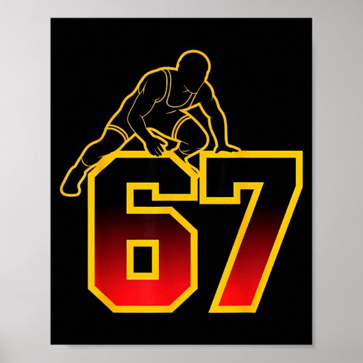 67 Brainrot Youth Wrestling Drip - Funny Kids 67  Poster (Voorkant)