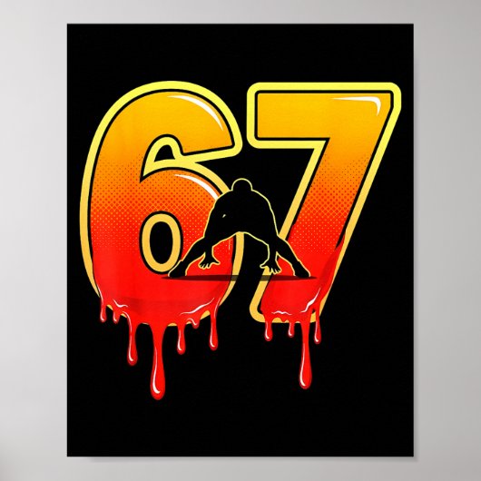 67 Brainrot Youth Wrestling Drip - Funny Kids 67  Poster (Voorkant)