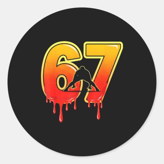 67 Brainrot Youth Wrestling Drip - Funny Kids 67  Ronde Sticker (Voorkant)