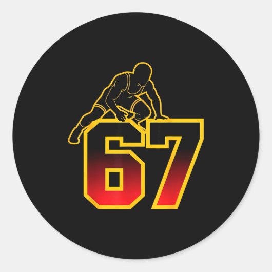 67 Brainrot Youth Wrestling Drip - Funny Kids 67  Ronde Sticker (Voorkant)