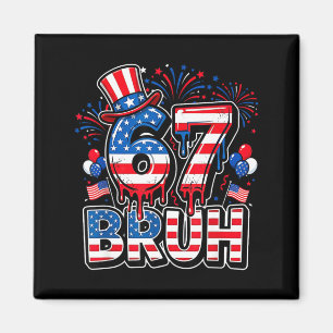 67 bruh amerikaanse vlag zes zeven grappig 4 juli magneet