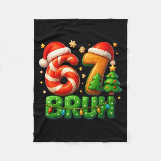 67 Bruh Christmas Candy Cane Gingerbread Design Xm Fleece Deken (Voorkant)
