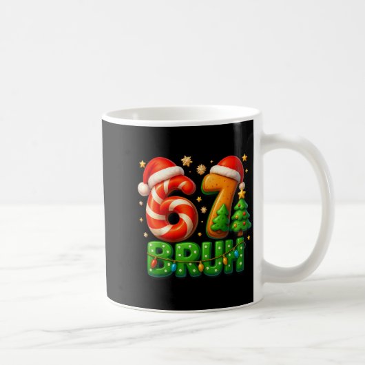 67 Bruh Christmas Candy Cane Gingerbread Design Xm Koffiemok (Rechts)