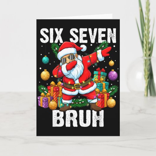 67 Bruh Christmas Cool Dabbing Santa Six Seven Mem Kaart (Voorkant)